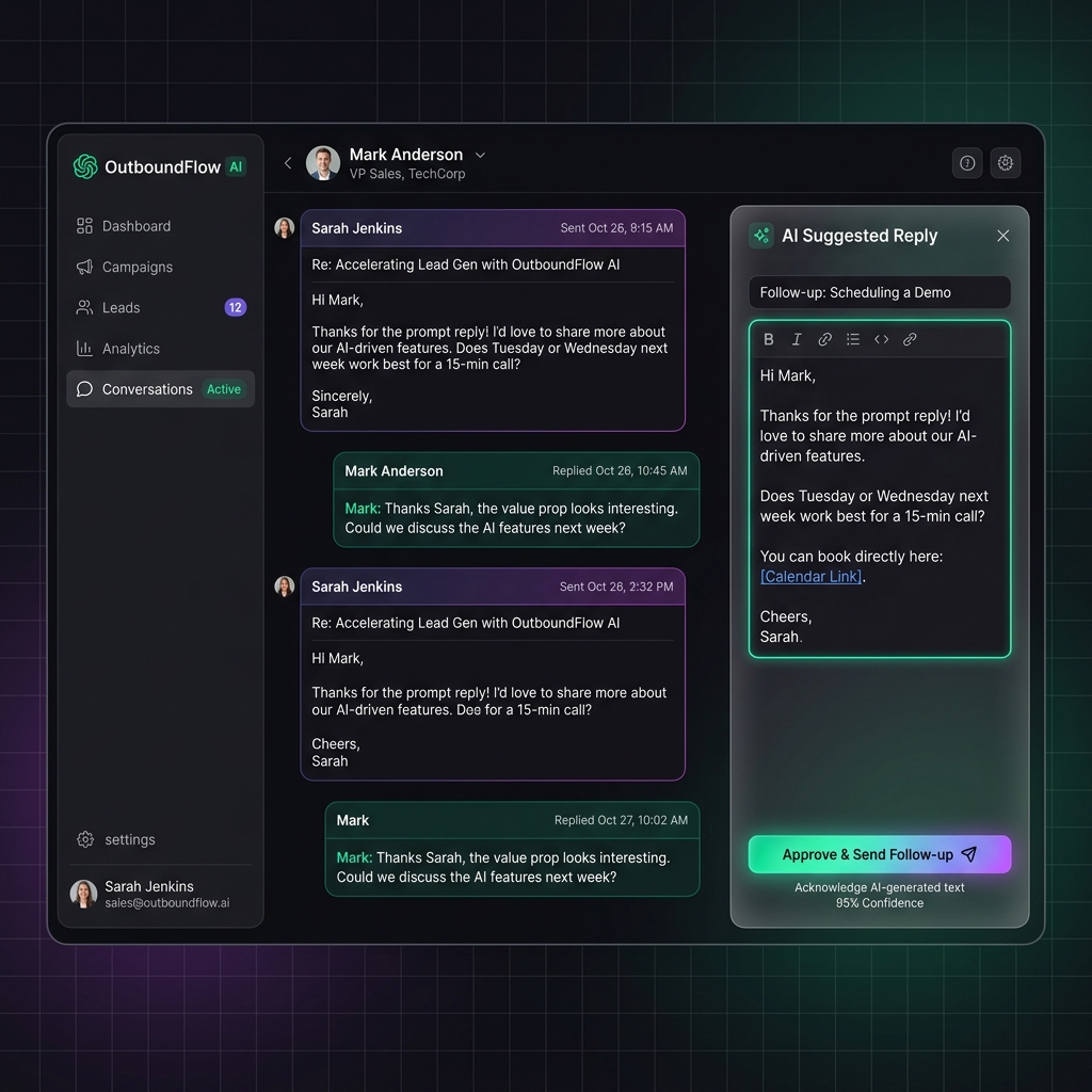 Growth Intelligence AI-SDR Conversation Hub & suggested response panel